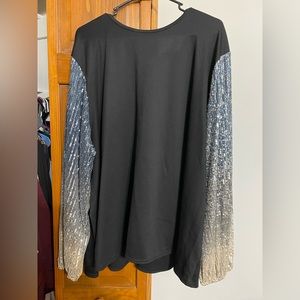 Black shirt with sparkle sleeves sz 26/28
